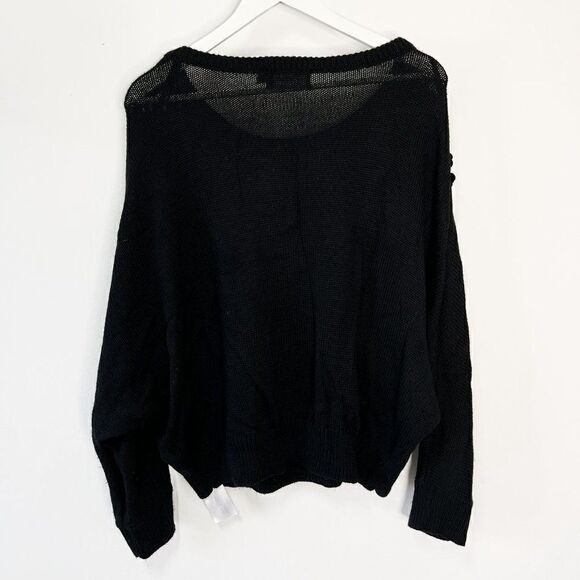 CLEARANCE - MINKPINK Glam Rock Sequin Paillette Oversized Black Knit Sweater - Picture 3 of 7